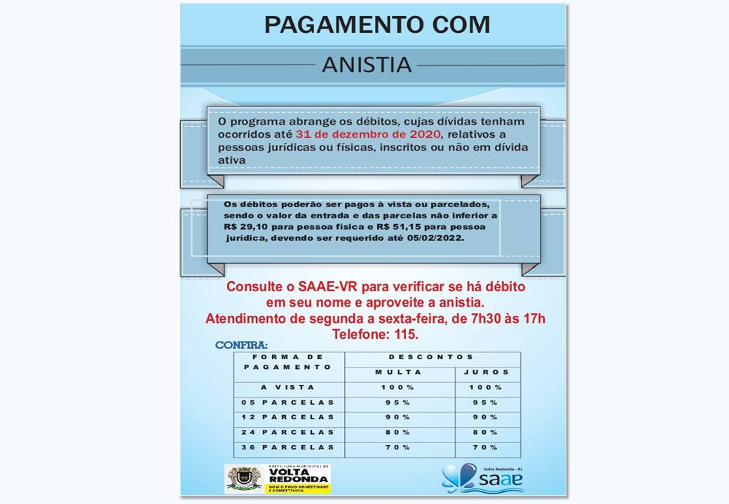 PAGAMENTO COM ANISTIA