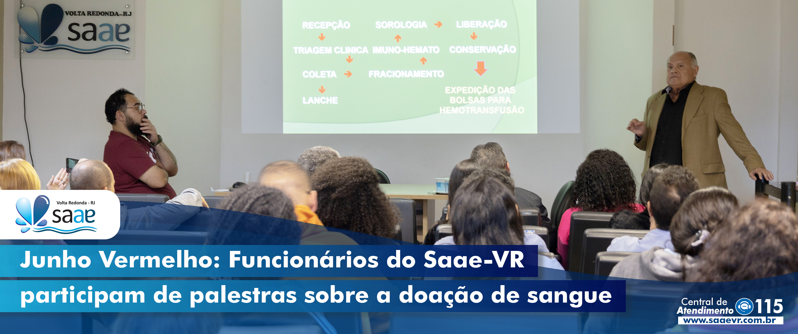 Junho Vermelho: Funcionrios do Saae-VR participam de palestras sobre a doao de sangue