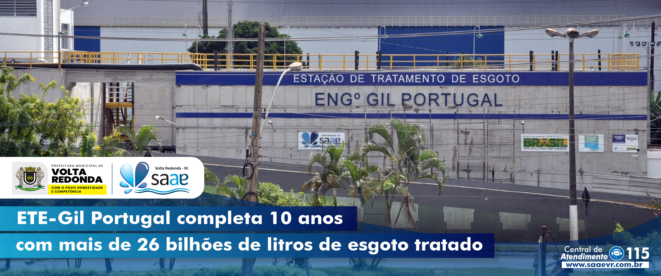 ETE Gil Portugal completa 10 anos com mais de 26 bilhes de litro de esgoto tratado