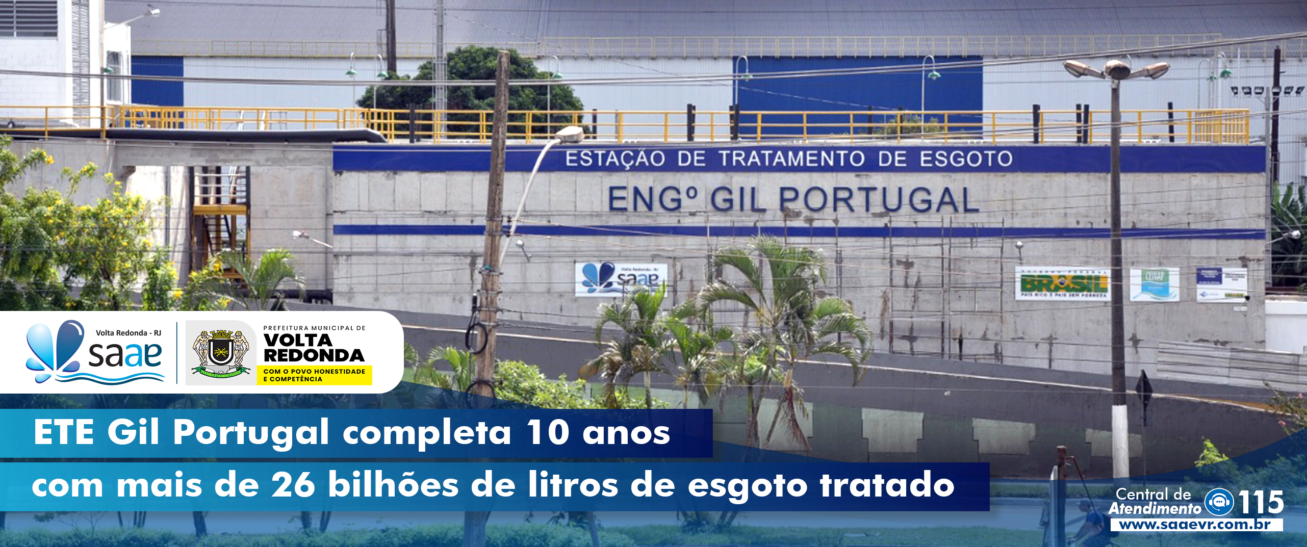 ETE Gil Portugal completa 10 anos com mais de 26 bilhes de litro de esgoto tratado