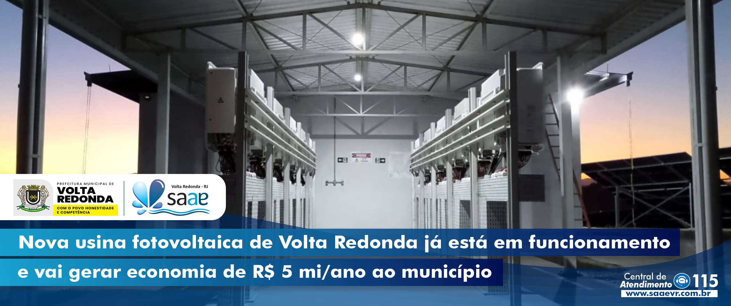 Nova usina fotovoltaica de Volta Redonda j� est� em funcionamento e vai gerar economia de R$ 5 mi/ano ao munic�pio